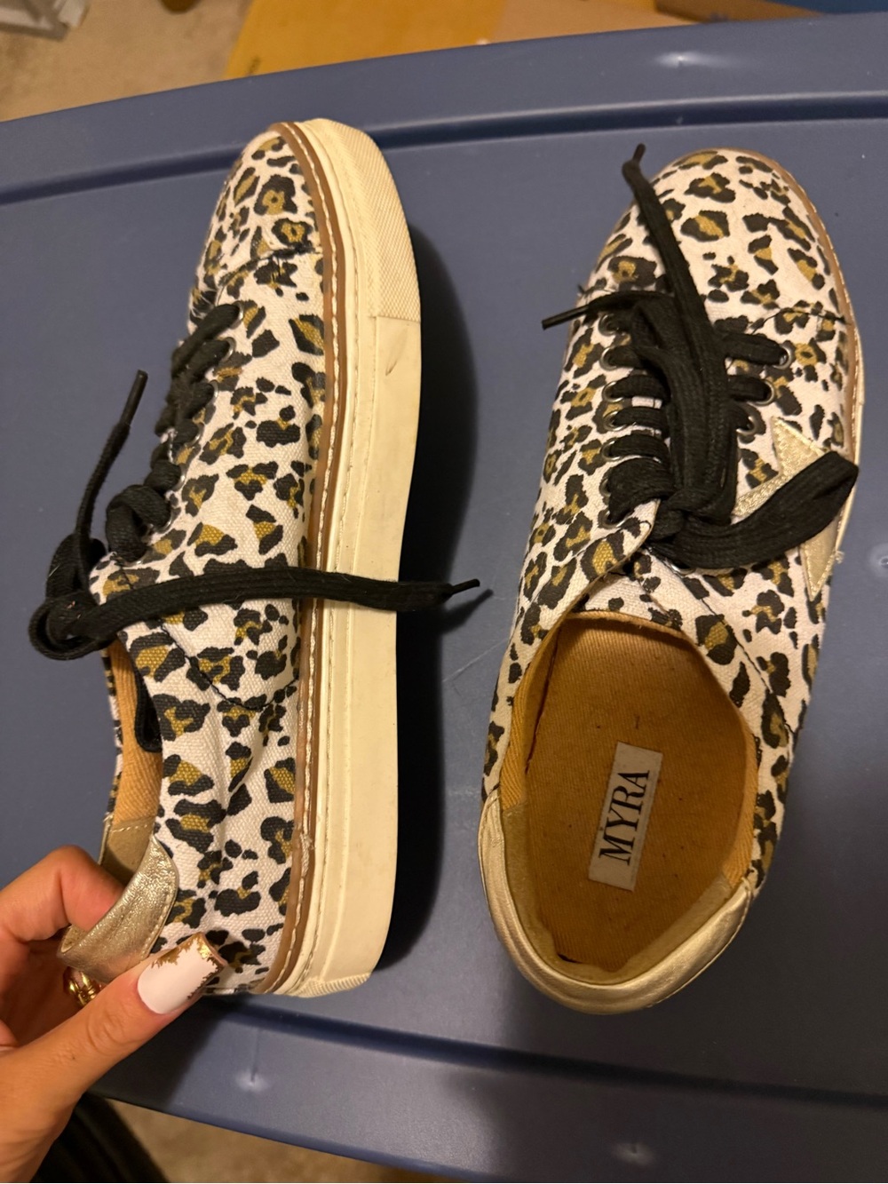 Myra Bag Leopard Print Sneakers with Gold Star - Picture 3 of 4
